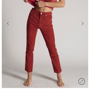 A M O CHLOE CROP high rise corduroy pants size 31